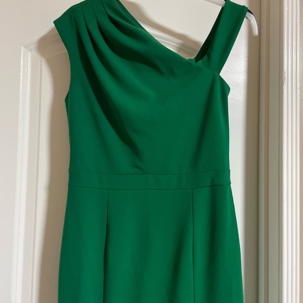 Xscape One-Shoulder Emerald Green Maxi Gown